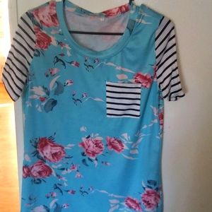 Womens Floral Stripe Sleeeved blouse